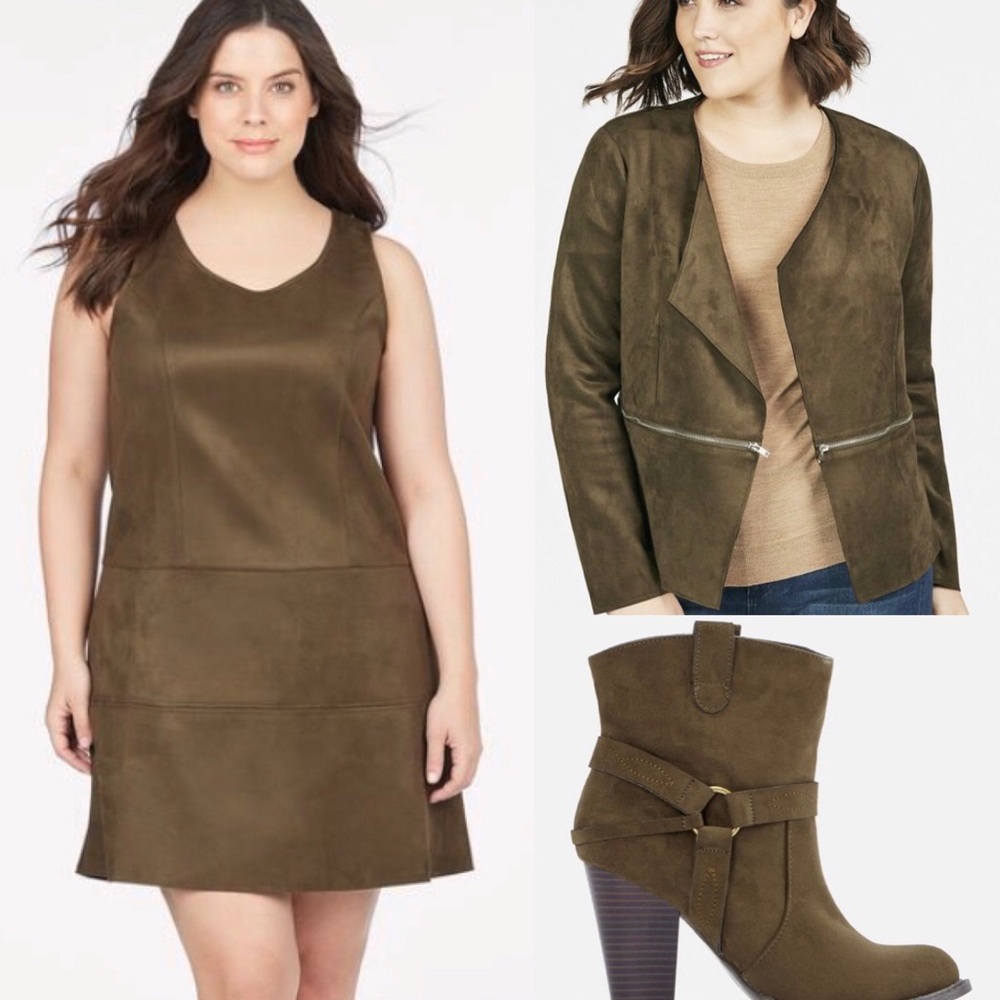 NEW Faux Suede Flare Dress XXL 18